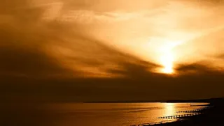 海滩、云朵、海岸、黎明、黄昏、风景、海洋、户外