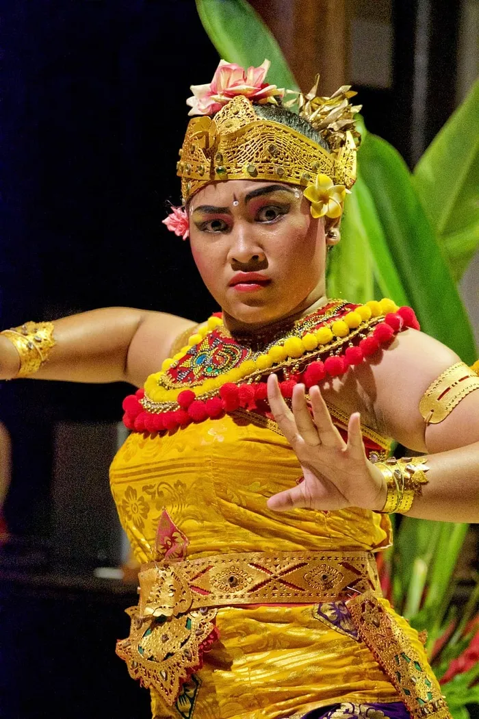 印度尼西亚巴厘岛tembok温泉度假村，传统，巴厘岛，舞者，服装，单人，肖像