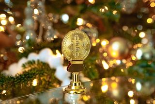 比特币、以太坊、加密、加密货币、圣诞节、灯光、圣诞树、节日