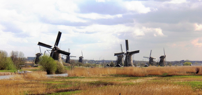 mill，holland，kinderdijk，mill叶片，燃料和发电，可再生能源，风力涡轮机，cloud-sky