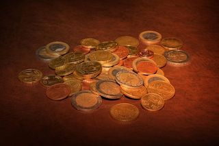 货币，硬币，欧元，零钱，金属货币，硬币，照明，金融