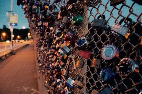 美国匹兹堡，锁，桥，日落，挂锁，安全，安全