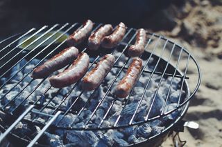烤香肠，香肠，灰色，钢烤架，八，烤，炭烤架，烧烤