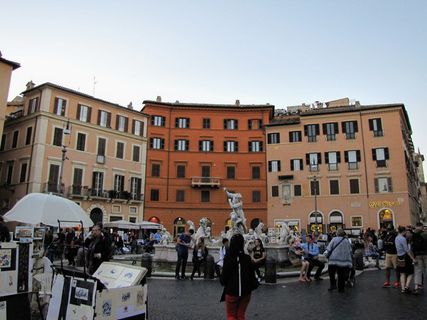 意大利，罗马，纳沃纳广场，人民，喷泉，广场，广场，晚上