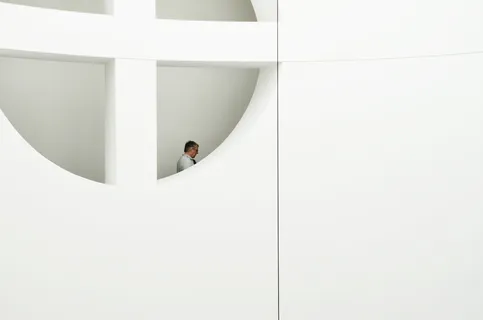 白，墙，门，设计，人，人，孤独，一个人