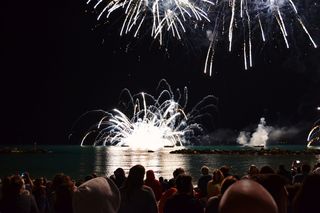 意大利，里卡那提港，庆祝，庆祝，海，船，光，夜