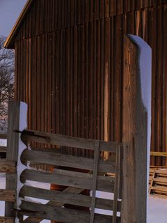 美国，特拉华州，围栏，冬天，谷仓，木材，雪，木材-材料