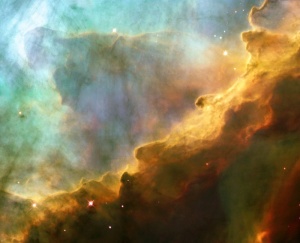 恒星，云效应背景，欧米茄星云，梅西耶17号发射星云，人马座，银河系
