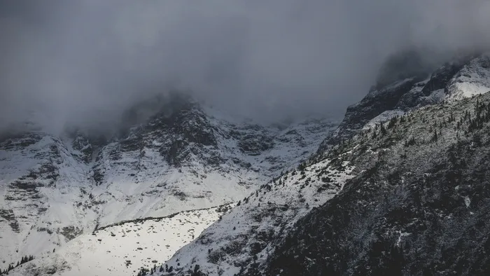 雪，冬天，山，风景，自然，黑白，风景-自然，寒冷的温度