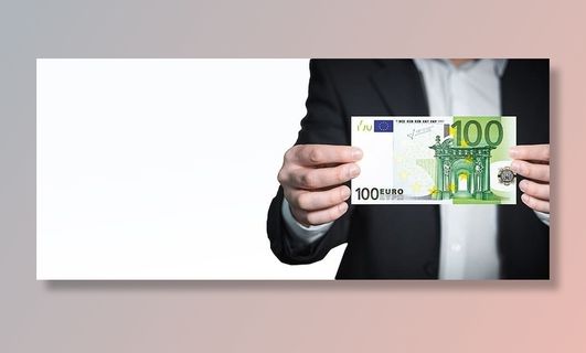 个人，持有，100欧元钞票，欧元，名单，钞票，办公室，生意