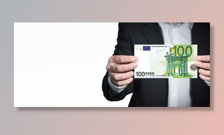 个人，持有，100欧元钞票，欧元，名单，钞票，办公室，生意