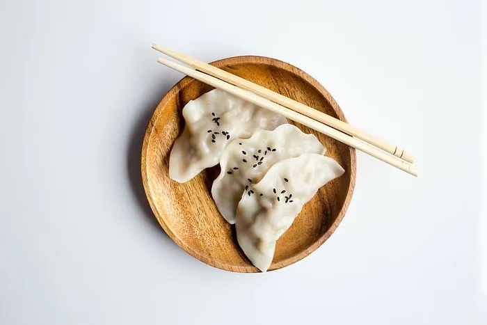 饺子，棕色，木制，盘子，食物，菜肴，早餐
