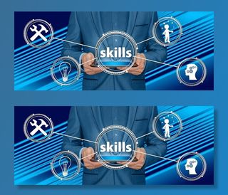 技能说明、培训、商人、西装、经理、技能、教学、概念