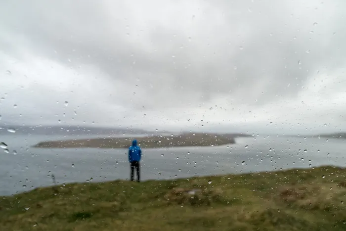 海，水，岛，高地，绿色，草，海岸，人