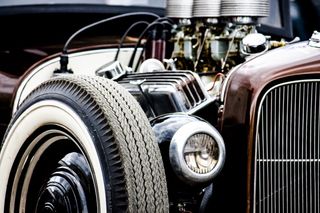 汽车，汽车，镀铬，驱动，车轮，经典，电机，聚光灯