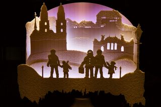 窗户，降临，冬天，轮廓，人物，建筑，历史，夜晚