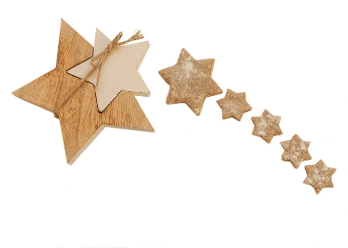 米色，木制，星形装饰，流星，饼干，饼干，小蛋糕，烘焙