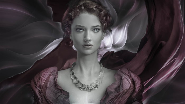 幻想，女人，美丽，优雅，浪漫，肖像，作曲，魔法