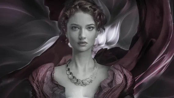 幻想，女人，美丽，优雅，浪漫，肖像，作曲，魔法