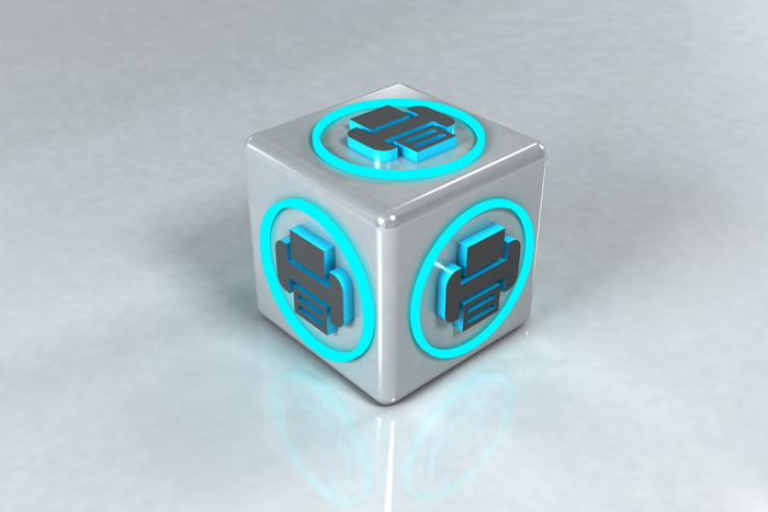 图标、打印、插图、明亮、立方体、蓝色、绿色、室内