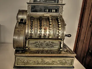 vintage、brown、cash、register、checkout、cash register、national、old cash register