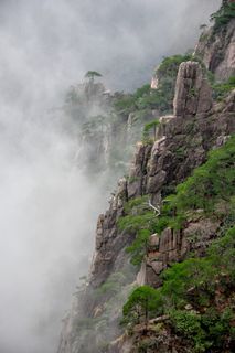 自然，山，景观，岩石，旅游，黄山，中国，云