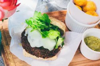 白色表面上的棕色肉饼燃烧器