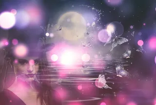 女人，蝴蝶壁纸，幻想，神奇，神秘，光明，星星，童话