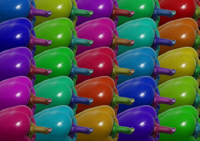 几个, 各种颜色的甜椒, 辣椒, 蔬菜, 迷幻, 艺术, 食品, 新鲜蔬菜