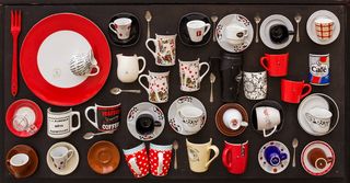 餐具套装，杯子，勺子，咖啡，茶，热的，咖啡，浓缩咖啡