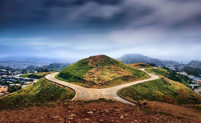 道路，景观，山，美国，美国，加利福尼亚，户外，旧金山