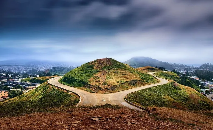 道路，景观，山，美国，美国，加利福尼亚，户外，旧金山