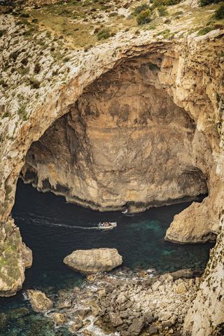 蓝色评论，马耳他，地中海，岩石，岩石物体，固体，岩层，水