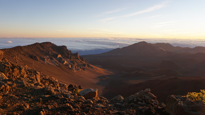 航空，照片，山脉，日出，火山，夏威夷，毛伊岛，哈雷卡拉