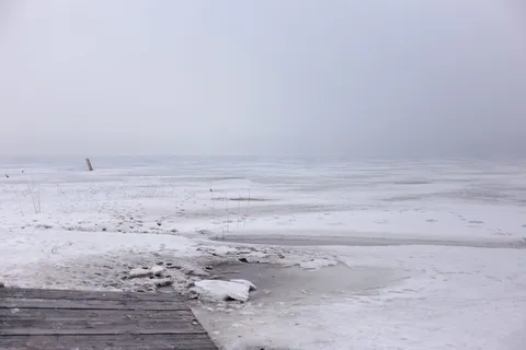芬兰，埃斯波，兰塔苏纳-兰苏，冬天，海湾，雪，码头，冬天