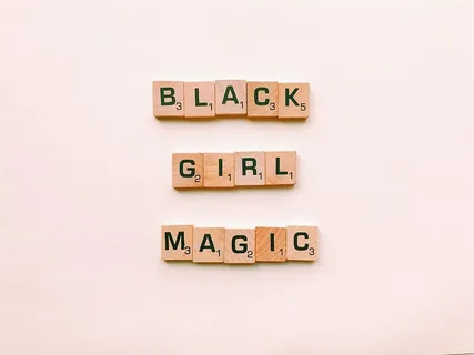 黑女孩魔术文本装饰
