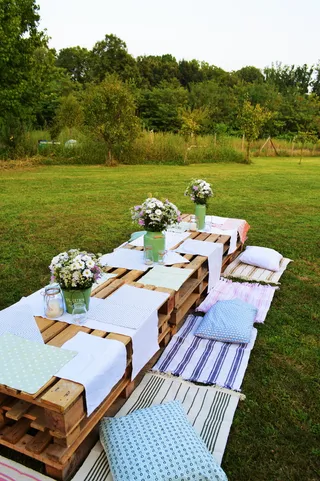 意大利，米兰，派对，花园，枕头，鲜花，花园派对，植物