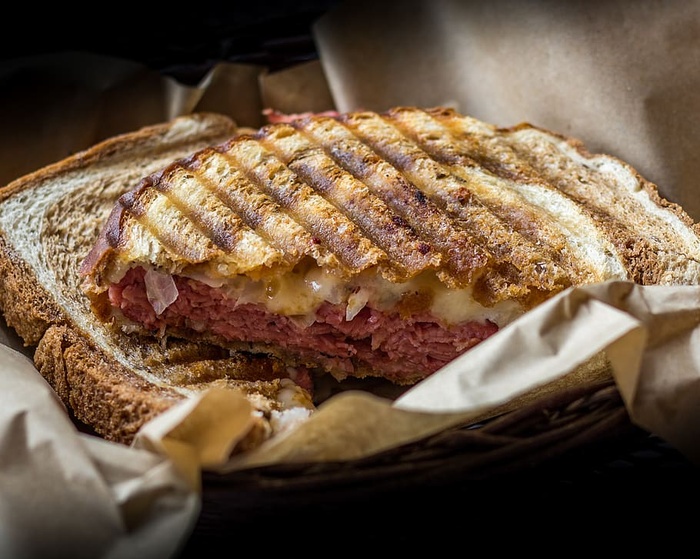 食物，三明治，面包，篮子，汉堡，午餐，肉，猪肉