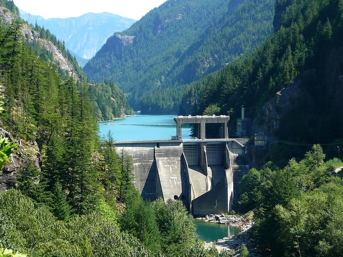 罗斯大坝，华盛顿，美国，瀑布，山，水，风景，风景