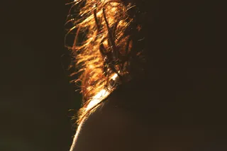 浅色，人物，深色，头发，卷发，单人，复制空间，特写