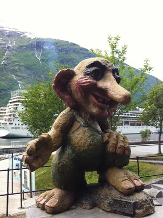 挪威，geiranger，Geirangerjord，人物，巨魔，巨魔人物，雕塑，天空