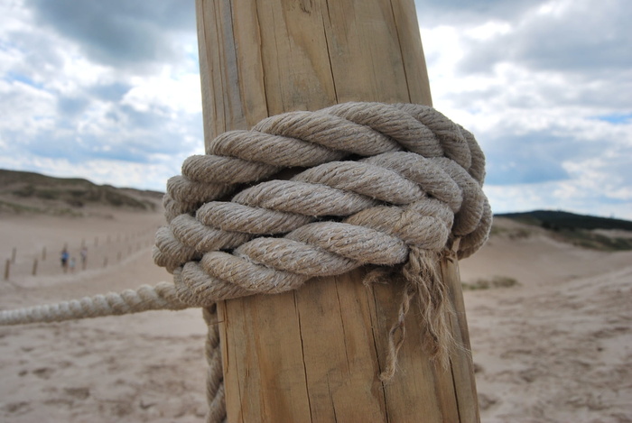 节点，海滩，自然，绳索，力量，捆绑，天空，打结