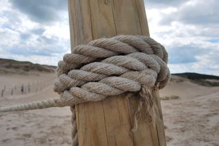 节点，海滩，自然，绳索，力量，捆绑，天空，打结