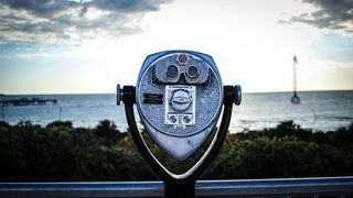 了望台、海洋、景观、景观、塔式观景台、双筒望远镜、投币式、太阳