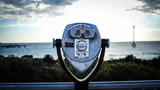 了望台、海洋、景观、景观、塔式观景台、双筒望远镜、投币式、太阳