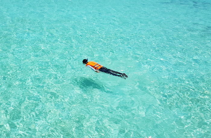 人，穿着，漂浮装置，漂浮，身体，水，马尔代夫，浮潜