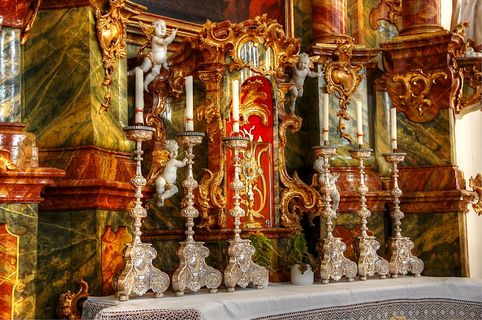 教堂，wies，建筑，建筑，宗教，allgäu，蜡烛，名胜