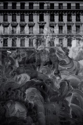 抽象绘画、反射、混凝土、建筑、油迹、污迹、窗户、黑白