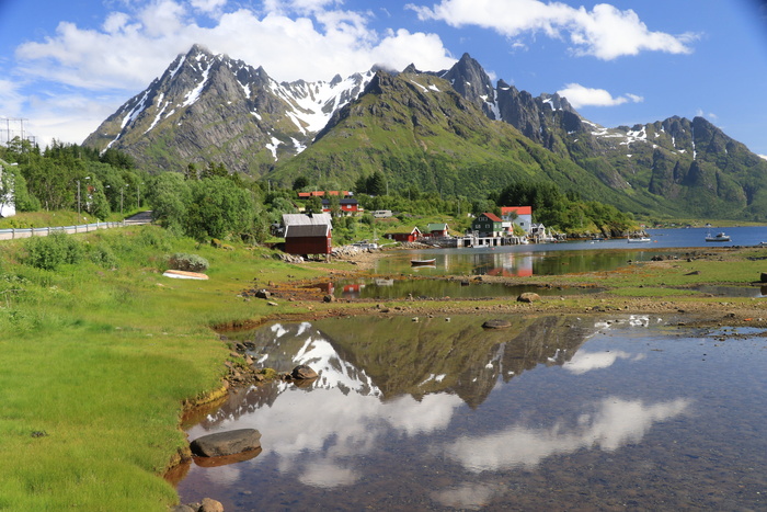 挪威，洛弗顿，风景，洛弗敦群岛，山，自然，水，反射