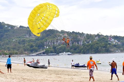 普吉岛，泰国，parasail，水，运动，海滩，旅游，旅游
